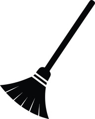 Simple broom silhouette icon for cleaning services