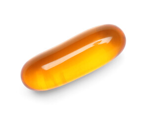 Vitamin E capsule on white background