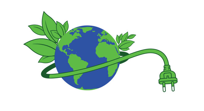 Global Green Energy Concept with Earth and Eco Friendly Power Plug.