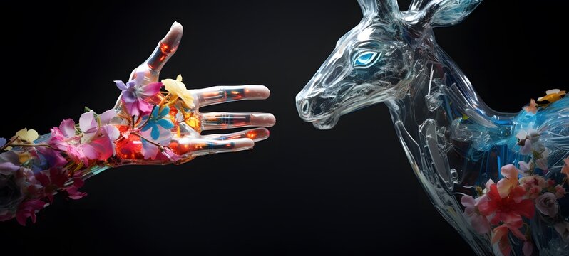 A Hades Vs Zeus , a small creature made of glass that is sitting in the palm of your hand,,generative AI