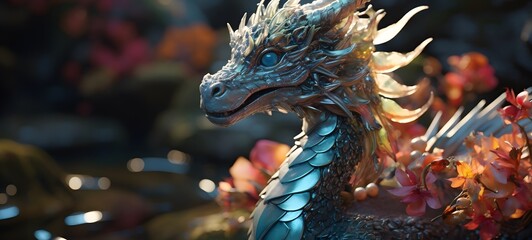 A lake dragon , a small creature made of glass that is sitting in the palm of your hand,generative AI