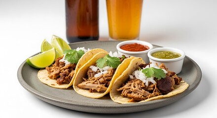 Delicious tacos and refreshing beer perfect meal for any occasion
