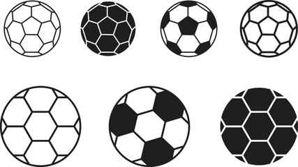 Obraz premium Soccer Ball Collection – Realistic Vector Set,Classic Soccer Ball Icons – Vector Illustration Pack,Football Ball Vector Set – Sports Equipment Collection