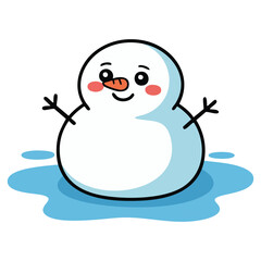 Holiday season over snowman melting isolated vector illustration on white background