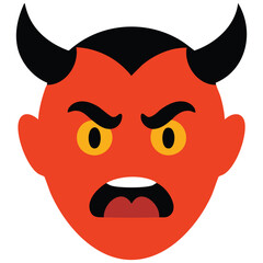 Red devil face satan character portrait isolated vector illustration on white background