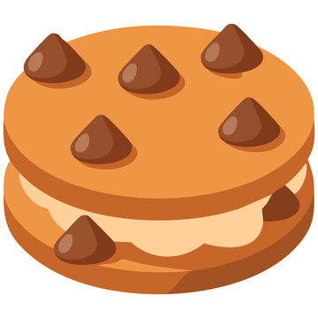 Crunchy sweet biscuit cookies isolated vector illustration on white background