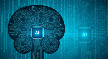 Futuristic AI brain concept for technology innovation and digital transformation, showcasing artificial intelligence and advanced neural networks