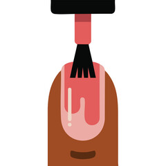 Close up finger with pink nail polish brush vector illustration isolated