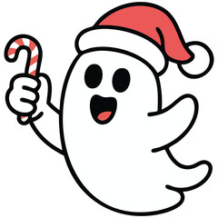 Santa ghost Christmas hand drawn vector illustration isolated