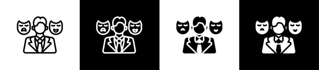 Actor Line And Glyph Style Icon In White And Black Background