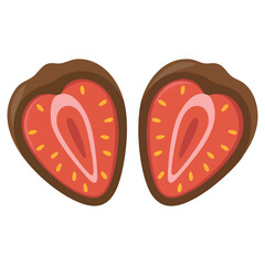 Rich chocolate candy with red strawberry center fresh berry isolated vector