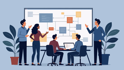 Team of Programmers Collaborating Vector Illustration