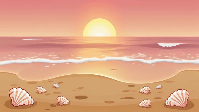 Shell Coast Sunrise &ndash; Soft Cartoon Atmosphere