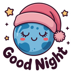 World with bedtime greeting isolated vector illustration on white background