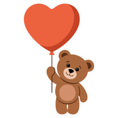 Bear character holding bunch of balloons isolated vector illustration on white background