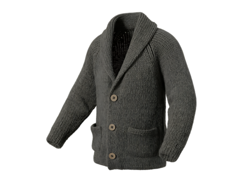 Dark Ribbed Button Cardigan Modern Textured Knit Sweater Design