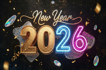 Happy new year greeting card design for year two thousand twenty six celebration and festive season