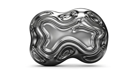 Captivating liquid chrome abstract shape with flowing metallic textures and reflective surfaces, perfect for modern design and futuristic concepts