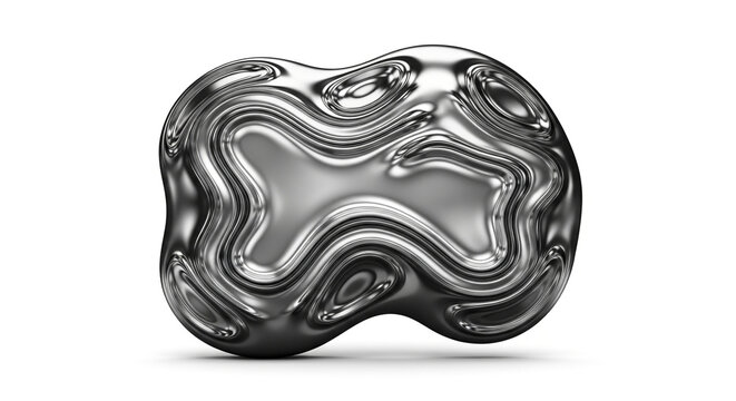 Captivating liquid chrome abstract shape with flowing metallic textures and reflective surfaces, perfect for modern design and futuristic concepts - Powered by Adobe