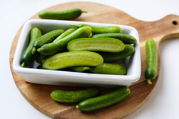 Fresh green organic mini baby bucumbers