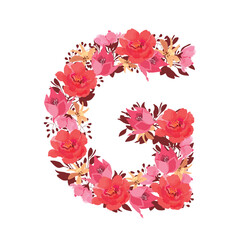 Vector floral letter, capital character G