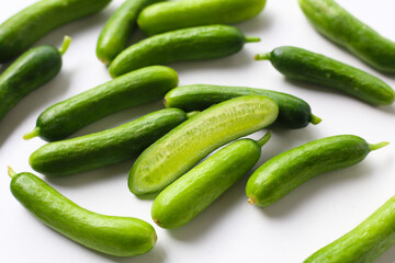 Fresh green organic mini baby bucumbers