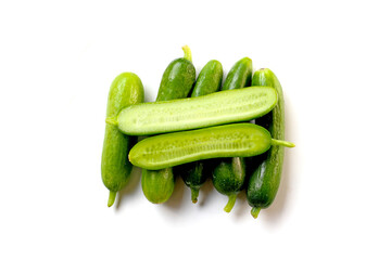 Fresh green organic mini baby bucumbers