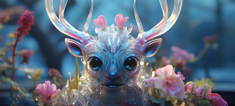 A demon , a small creature made of glass that is sitting in the palm of your hand,,generative AI - Powered by Adobe