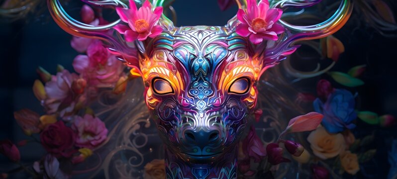 A demon , a small creature made of glass that is sitting in the palm of your hand,,generative AI