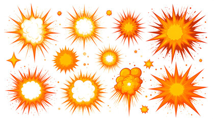 Explosion and Burst Effects Set Vibrant Energy Bursts and Starburst Graphics for Dynamic Design Elements