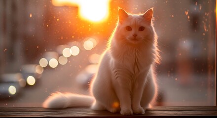 A ginger cat resting on an open book in a warm cozy room, soft natural lighting and relaxing mood