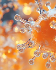 Abstract Medical Technology background Orange, Health, Science and Research concept 3D Render