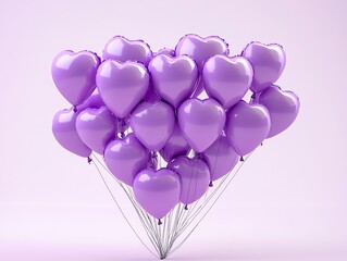 Balloon Love Heart Pale Violet Balloons arranged in a heart shape 3D Render
