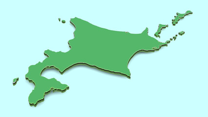 北海道マップ素材（平置き：背景水色）