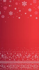 Festive red winter holiday banner background with white snowflakes and knitted-style decorative patterns, for Christmas posters, seasonal greetings, and cheerful winter designs in vertical orientation