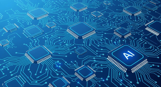 Stunning AI circuitry visualization captures the essence of advanced technology and digital innovation, perfect for tech presentations.