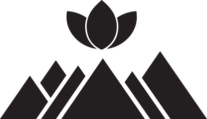 Sacred Ascent: A minimalist yet profound depiction of mountains crowned by a lotus, this visual symbolizes spiritual growth, resilience, and the beauty of nature's serenity.