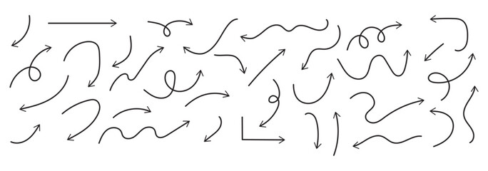 Elegant arrows set for business plan, presentation and education. Sign, Symbol, Hand drawn arrow collection