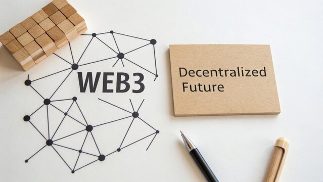 A Web3 Concept Flatlay Depicting Decentralized Future