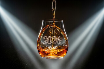 Galaxy background image with black hole and year 2026 for space and astronomy themed designs and projects