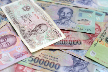 Vietnamese dong banknotes. Money concept