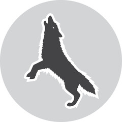 Wolf Silhouette in Circle: A striking silhouette of a howling wolf against a neutral circle, depicting wilderness and the power of nature.
