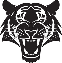 Tiger Head Silhouette: A striking silhouette of a tiger head, capturing the raw power and intensity of the animal, designed with sharp lines and bold contrasts.