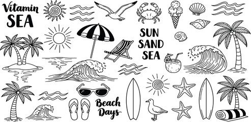 Seaside Summer Doodle Collection Sun, Sand, and Relaxation