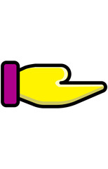 Hand gesturing and presenting icon. Human arm pointing or showing direction. Offering or giving away symbol graphic.