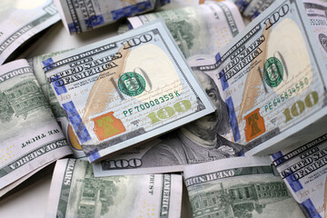 U.S. one hundred dollar banknotes.