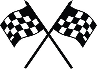 Crossed Checkered Racing Flags Icon – Motorsport Finish Line Symbol