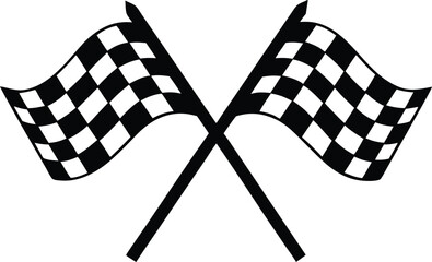 Crossed Checkered Racing Flags Icon – Motorsport Finish Line Symbol
