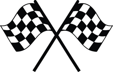 Crossed Checkered Racing Flags Icon – Motorsport Finish Line Symbol