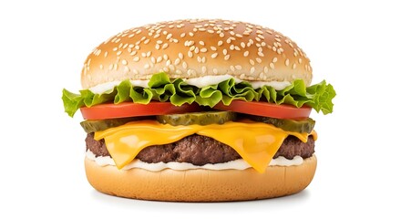 Juicy cheeseburger fast food meal appetizing close up high resolution delicious treat